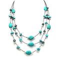 22 Inch 3 Strands Turquoise Necklace with Space...
