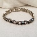 Silver Tone Black Bracelet