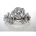 Large silver leaves rose flower blue crystal ha...