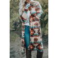 Multicolor Geometric Color Block Open Front Lon...