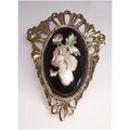 Brooch #005 ornate gold metal enamel flower 1.5...