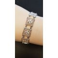 Vintage 835 Silver Filigree Flower Panel Bracelet