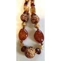 Orange Amber Beaded Necklace # 5029- 18"