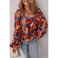 Multicolour Floral Print Square Neck Backless L...