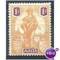 Malta 1922 SG125 1d Orange & Purple Mounted Mint.