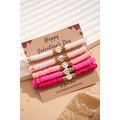 Peach Blossom 5Pcs Valentine Heart Beaded Bracelet
