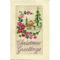 CHRISTMAS GREETINGS Embroidered Silk Postcard