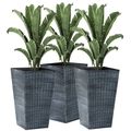 Set of 3 - Grey Faux Rattan Plastic Tall Large ...