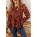 Boho Floral Smocked Bust Ruffled Peplum Blouse