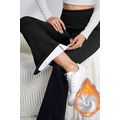 Black Thermal Lined Split Flare Leg Pants