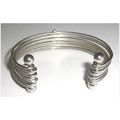 Bracelet #056 open bangle 9 silver metal layers...