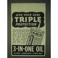 1936 3-in-One Oil Ad - Give your guns triple protection