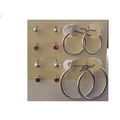 Crystal Earrings Silver Hoop Earrings SET of 6 ...