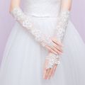 Evening Party 3D Floral Lace Long Gloves Mesh F...