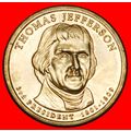 Ⰶ JEFFERSON (1801-1809): USA★ 1 DOLLAR 2007D! A...