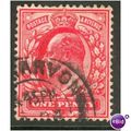 GB stamps 1902-10 KEV11 - 1d SG219 Caenarvon FU