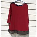Womens Worthington 2X Dark Red Knit Top Chiffon...