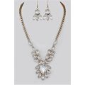 Stunning Marquise Crystal Floral Gold Necklace Set