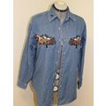 Bobbie Brown Denim Shirt, Christmas Embroidery, M