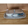 Vintage Irvinware Metal & Glass Cover Butter Dish
