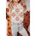 Khaki Bowknot Ghost Pumpkin Graphic Halloween T...