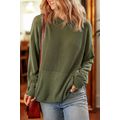 Jungle Green Twisted Rib Texture Solid Hoodie