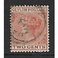 CEYLON 1883 - 98 2c PALE BROWN SG 146 FINE USED