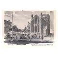 HEXHAM ABBEY AND MARKET..unused postcard painte...