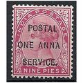 India 1882 SG97 9 Pies Rose Mounted Mint O/P PO...