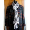 Long Gray Fringed Scarf, 7" x 94"