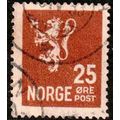 Norway 1927 Lion 25ore Used Stamp.