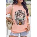 Pink NASHVILLE MUSIC CITY Guitar Graphic T Shirt