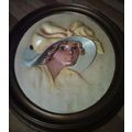 Fancy Yellow hat Lady 1920s look ceramic 3D framed