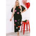 Black Sequin Heart Popping Graphic Textured 2pc...
