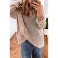 Smoke Gray Crochet Hollow-out Jumper Top Sweater