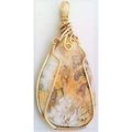Opalite Gold Wire Wrap Gemstone Pendant 23