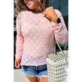 Pink Plus Size Bow Embroidered Mesh Long Sleeve...