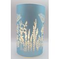 White Floral LED Lamp Small Blue Background Gla...