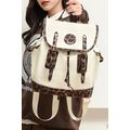 White Leopard Patchwork Flap PU Leather Large B...