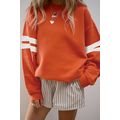Orange Varsity Striped Detail Drop Shoulder Ove...