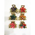 Small mini metal jeweled antique bronze flower ...