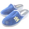 Ladies Mules Slippers Blue with Gold Trim & Flo...
