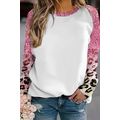 Pink Glitter Leopard Crew Neck Long Sleeve Top