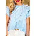 Beau Blue Layered Ric Rac Cap Sleeve Filled Nec...
