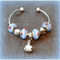 Bag Charm European Beads Silver Plated Bracelet...