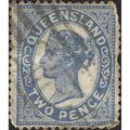 QUEENSLAND, Queen Victoria, blue 1895, 2d