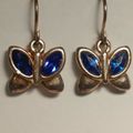 Butterfly Earrings Blue Crystal Silver Dangle B...