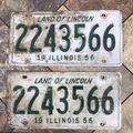 Illinois 1956 Vintage License Plate Pair Rustic...