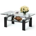 Modern 2 Tier Glass Coffee Table with Black Met...
