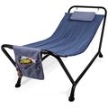 Blue Waterproof Patio Hammock w/ Stand Pillow S...